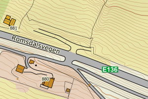 Kartbilde fra WMS-tjeneste av avviket