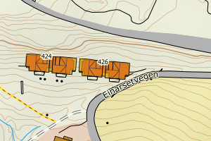 Kartbilde fra WMS-tjeneste av avviket