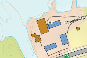 Kartbilde fra WMS-tjeneste av avviket