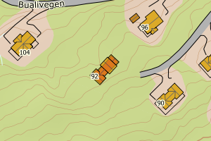 Kartbilde fra WMS-tjeneste av avviket