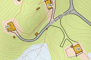 Kartbilde fra WMS-tjeneste av avviket