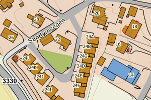 Kartbilde fra WMS-tjeneste av avviket