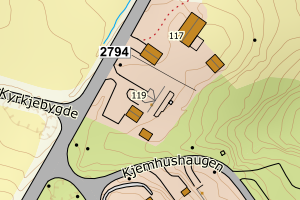 Kartbilde fra WMS-tjeneste av avviket