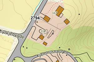 Kartbilde fra WMS-tjeneste av avviket