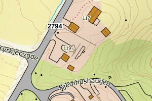 Kartbilde fra WMS-tjeneste av avviket