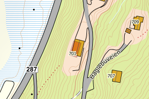 Kartbilde fra WMS-tjeneste av avviket