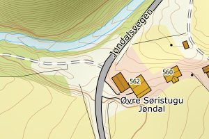 Kartbilde fra WMS-tjeneste av avviket