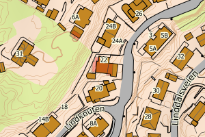 Kartbilde fra WMS-tjeneste av avviket
