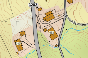 Kartbilde fra WMS-tjeneste av avviket