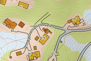 Kartbilde fra WMS-tjeneste av avviket