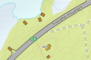 Kartbilde fra WMS-tjeneste av avviket