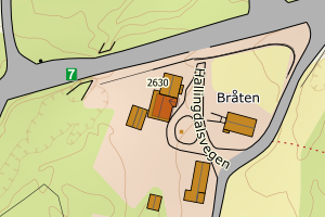 Kartbilde fra WMS-tjeneste av avviket