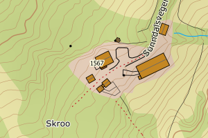 Kartbilde fra WMS-tjeneste av avviket