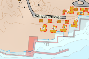 Kartbilde fra WMS-tjeneste av avviket