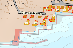 Kartbilde fra WMS-tjeneste av avviket