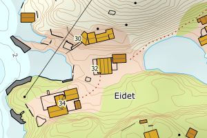 Kartbilde fra WMS-tjeneste av avviket