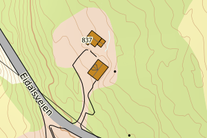 Kartbilde fra WMS-tjeneste av avviket