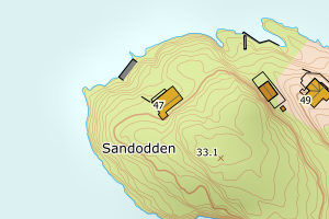 Kartbilde fra WMS-tjeneste av avviket