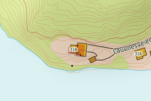 Kartbilde fra WMS-tjeneste av avviket