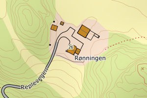 Kartbilde fra WMS-tjeneste av avviket
