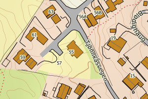 Kartbilde fra WMS-tjeneste av avviket