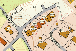 Kartbilde fra WMS-tjeneste av avviket