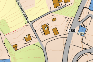 Kartbilde fra WMS-tjeneste av avviket