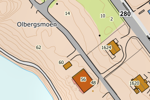 Kartbilde fra WMS-tjeneste av avviket