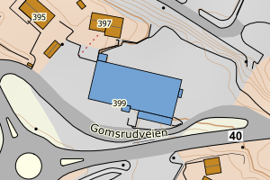 Kartbilde fra WMS-tjeneste av avviket