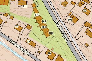 Kartbilde fra WMS-tjeneste av avviket
