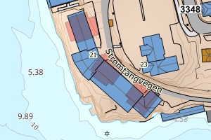 Kartbilde fra WMS-tjeneste av avviket