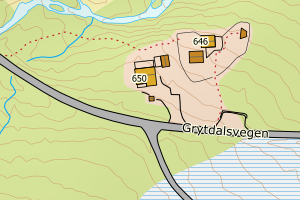 Kartbilde fra WMS-tjeneste av avviket