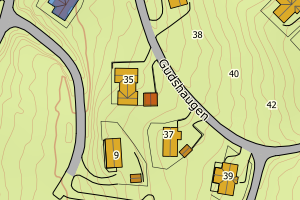 Kartbilde fra WMS-tjeneste av avviket
