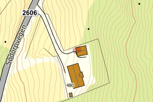 Kartbilde fra WMS-tjeneste av avviket