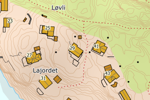 Kartbilde fra WMS-tjeneste av avviket