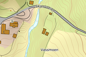 Kartbilde fra WMS-tjeneste av avviket