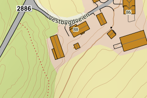 Kartbilde fra WMS-tjeneste av avviket