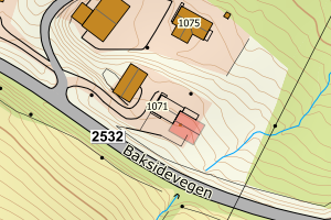 Kartbilde fra WMS-tjeneste av avviket