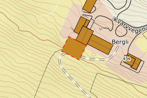 Kartbilde fra WMS-tjeneste av avviket