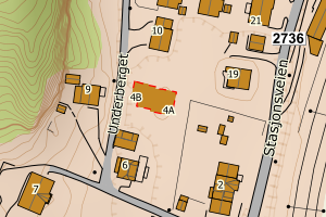 Kartbilde fra WMS-tjeneste av avviket