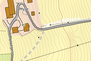 Kartbilde fra WMS-tjeneste av avviket