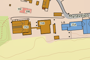 Kartbilde fra WMS-tjeneste av avviket