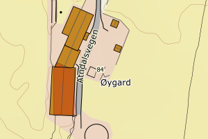 Kartbilde fra WMS-tjeneste av avviket