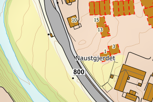 Kartbilde fra WMS-tjeneste av avviket