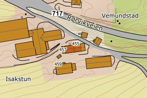 Kartbilde fra WMS-tjeneste av avviket