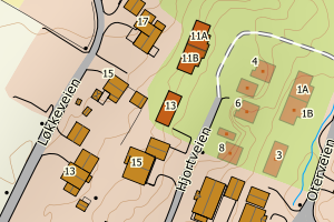 Kartbilde fra WMS-tjeneste av avviket