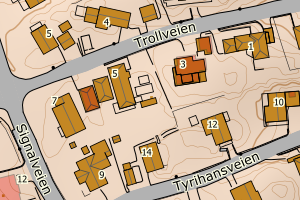 Kartbilde fra WMS-tjeneste av avviket