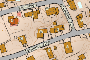 Kartbilde fra WMS-tjeneste av avviket
