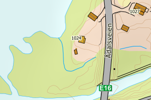 Kartbilde fra WMS-tjeneste av avviket