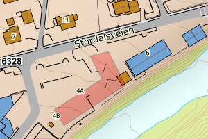 Kartbilde fra WMS-tjeneste av avviket